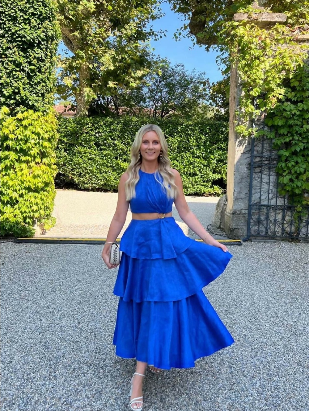 AJE WAVE CUT OUT RING MIDI DRESS MARINE BLUE SIZE US 4